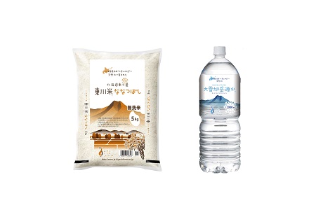 (19000310)【令和元年度産】【定期便】【無洗米】東川米「ななつぼし」5kg+水のセット×3ヵ月