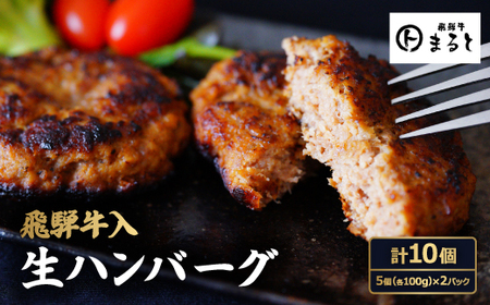 飛騨牛入特製生ハンバーグ　100g×10個【配送不可地域：離島】【1491576】