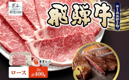 飛騨牛 ロースステーキ 200g×2枚 計400g 霜降り サシ 和牛 ステーキ肉 黒毛和牛 ブランド 牛肉 肉 肉汁 旨味 上質 特別 国産牛 国産ギフト 贈り物 送料無料 冷凍 グルメ お取り寄せ 養老ミート 岐阜県 揖斐川町