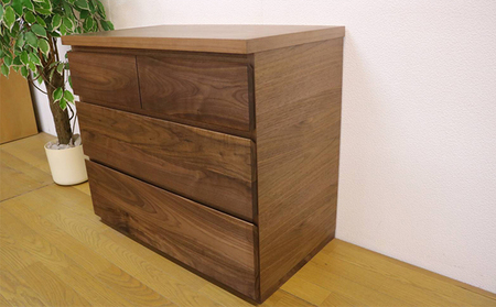 無垢家具　チェスト　引出し収納　ウォールナット　幅80cm×奥行44.5cm×高さ70cm 雑貨 日用品 高級感 天然木 