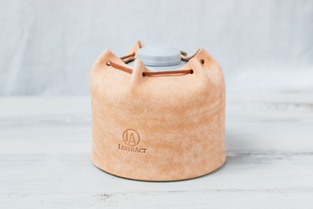 ODガス缶250G レザーカバー：キャメル　【本革　タンニンなめし　イタリアンレザー】