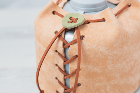 ODガス缶250G レザーカバー：キャメル　【本革　タンニンなめし　イタリアンレザー】