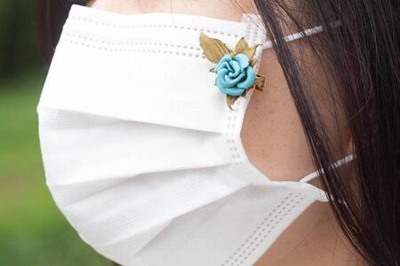 革の薔薇アクセサリー：ライトブルー