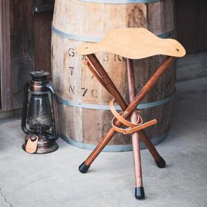 革と木のハンティングチェア:ハイタイプ【ナチュラル】【本革 タンニンなめし イタリアンレザー】