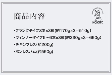ハム  歩人 ６種類のウィンナー・フランクとヘルシーなハムの詰め合わせ  [033-13]