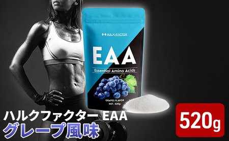 ハルクファクター EAA グレープ風味 大容量 520g 必須アミノ酸 BCAA プロテイン 人気 おいしい 筋トレ サプリメント 美容 燃焼系  ダイエット サプリ 国産 ぶどうブドウ | 岐阜県池田町 | ふるさと納税サイト「ふるなび」