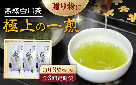 【3回定期便】本格 高級茶セット 100g×3袋 化粧箱入り お茶 煎茶 白川茶 茶葉 ギフト 白川町 / 菊之園[AWAG009]