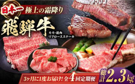 【4回定期便】 飛騨牛 モモ・肩肉 リブロースステーキ 計2.3kg / 白川町 / 浅井商店[AWBJ010]