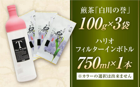 高級煎茶「白川の誉」（100g×3袋）＆フィルターインボトル（750ml）水出し緑茶セット お茶 白川茶 水出しボトル 白川町 / 菊之園[AWAG014]