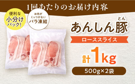 【12回定期便】《バラ凍結》豚肉 ローススライス 1kg （500g×2袋） 白川町 / 藤井ファーム[AWAF052]