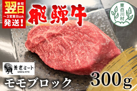  【最短発送】 飛騨牛 モモブロック 300g 牛肉 和牛 肉 ローストビーフ 焼肉 ステーキ 赤身 東白川村 岐阜 贅沢 モモ もも肉 養老ミート