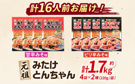 ＜年内発送＞岐阜県産豚もつの鉄板焼「みたけとんちゃん」2種セット（16人前）[AVAA002]おかず 冷凍