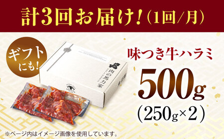 【3回定期便】【訳あり】味付けハラミ 500ｇ(250ｇ×2パック) [AVBO039] 
