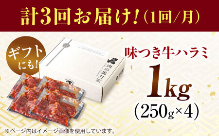 【3回定期便】【訳あり】味付けハラミ 1kg(250ｇ×4パック) [AVBO042]はらみ牛肉