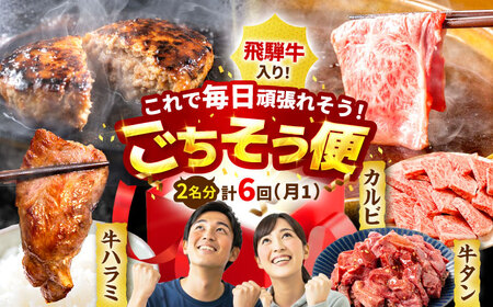 【6回定期便】馬力家セレクト 食卓ごちそう便 (お二人様向けコース) / ハンバーグ 牛タン 肉 詰め合わせ セット 飛騨牛 御嵩町 / 馬力家[AVBO072]