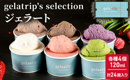 gelatrip's selection ジェラート24個 BOX 北海道 上富良野町 アイス アイスクリーム ジェラート デザート ギフト 贈呈 贈り物 ミルク 生乳 牛乳 チョコラ イチゴ ラムレーズン 