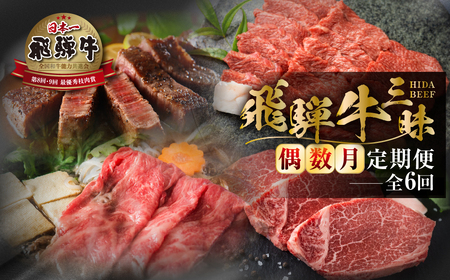 《まるごと定期便》6回 偶数月 厳選 お届け 飛騨牛 定期便 [S632]