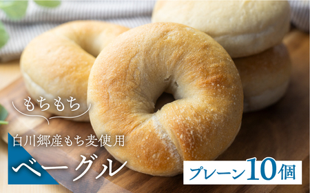 白川郷産 もち麦使用 ベーグル（プレーン）10個セット アオイロ・ベーグル もちもち ベーグル 国産 小麦 もち麦 使用 冷凍 個包装 アオイロ・カフェ 岐阜県 白川村 白川郷 世界遺産 手作り パン 10000円 [S784]