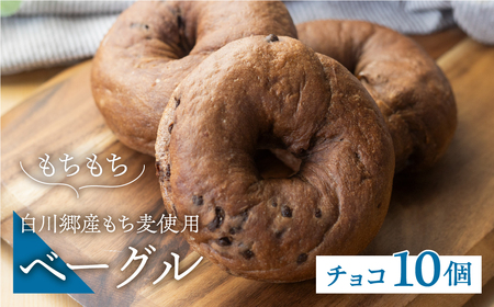白川郷産 もち麦使用 ベーグル（チョコ）10個セット アオイロ・ベーグル もちもち ベーグル 国産 小麦 もち麦 使用 冷凍 個包装 アオイロ・カフェ 岐阜県 白川村 白川郷 世界遺産 手作り パン 14000円 [S785]