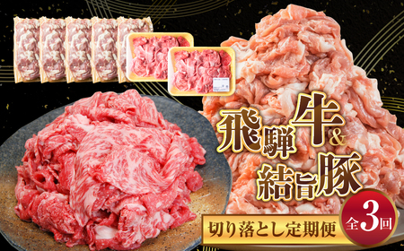 定期便 全3回 訳あり 飛騨牛 結旨豚 約2.3kg 定期便 [S826]