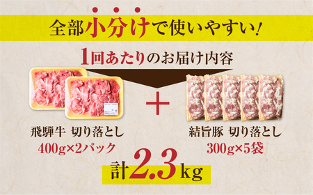 定期便 全3回 訳あり 飛騨牛 結旨豚 約2.3kg 定期便 [S826]