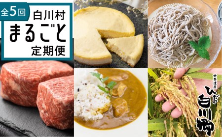 白川郷 まるごと定期便 全5回 お届け チーズケーキ 蕎麦 飛騨牛ブロック肉 結旨豚カレー あきたこまち 5種類 円 5万円 S248 岐阜県白川村 ふるさと納税サイト ふるなび