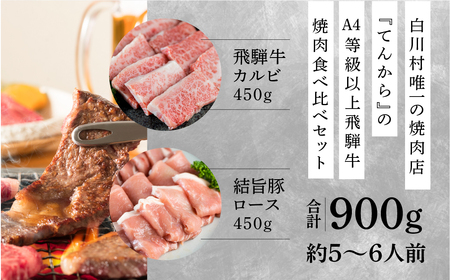 飛騨牛 焼肉用 カルビ 結旨豚 ロース 焼肉用 各450g 計900g 食べ比べ セット ゆいうまぶた ブランド豚 A4 A5 等級 飛騨牛 国産牛 牛肉 国産豚 豚肉 白川郷 てんから 焼き肉 BBQ 簡易梱包 訳あり 訳アリ 冷蔵 25000円 [S432]