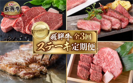 《定期便3回》飛騨牛 ステーキ定期便 プレミアム [S485]