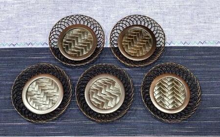 竹細工 茶托「菊」(5枚組)