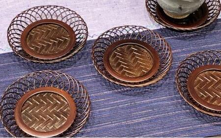 竹細工 茶托「菊」(5枚組)