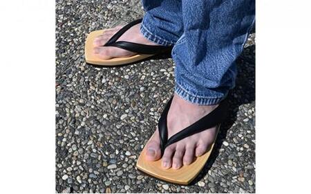 下駄 茶人 SA-05 スムース革/ブラック LLサイズ