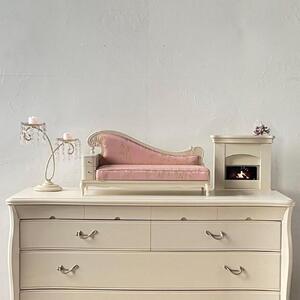 【ブラック（本体）×パナレアブルー（クッション）】松永工房 Petit. Continue プティ・カウチ ミニチュア家具 1／3家具 ドール家具 ドール 40～60センチ対応 インテリア アンティーク（本体）家具 木製 カウチソファ ねこ脚 プティ・ドゥ・カンティーニュ