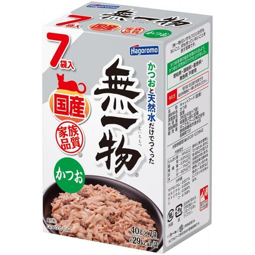 【定期便】全3回　ペットフード無一物(R)パウチかつお（40g）7個パックｘ10箱　（月70袋x3回　全合計210袋）【はごろもフーズ】