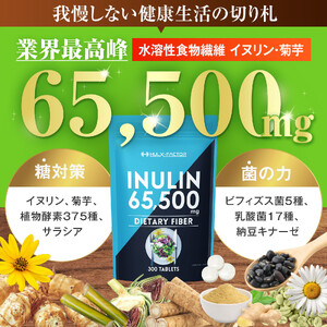 ハルクファクター イヌリン 水溶性 食物繊維 300粒 サプリメント 菊芋 ナットウキナーゼ サラシア ビフィズス菌 乳酸菌 配合◇