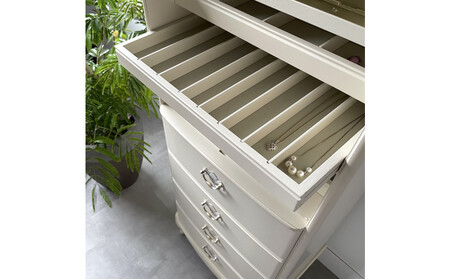 松永工房 Continue ジュエリーチェスト ホワイトカラー クラシック エレガント アンティーク調家具 木製 アクセサリー 宝石 時計 眼鏡 収納 ミラー ねこ脚 ホワイトインテリア ロココ調 カンティーニュ【配送不可：沖縄・離島】