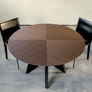 松永工房 MASTER PIECE ダイニングテーブルラウンド120 ウォールナットカラー×ブラックカラー モダンテイスト シンプルデザイン 木製 丸テーブル リビングダイニング マスターピース【配送不可:沖縄・離島】