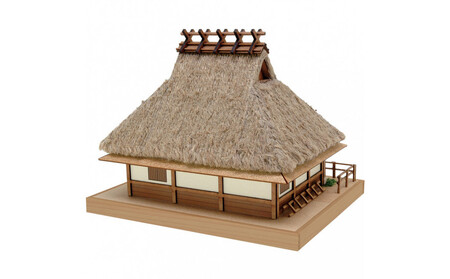ウッディジョー ミニ建築No.5 かやぶきの家 木製模型キット