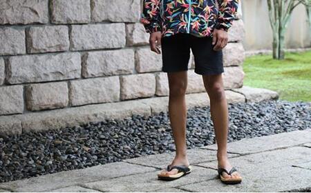 下駄　茶人 SA-05 スムース革/ブラック Mサイズ