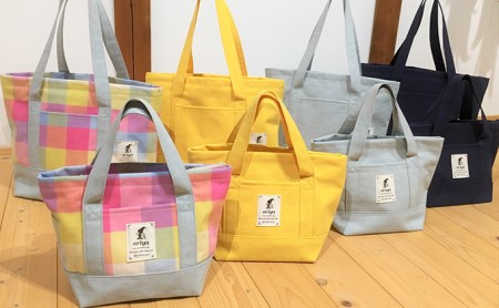 遠州浜松産　老舗織り屋のトートバッグ（小）４色展開 3.水色