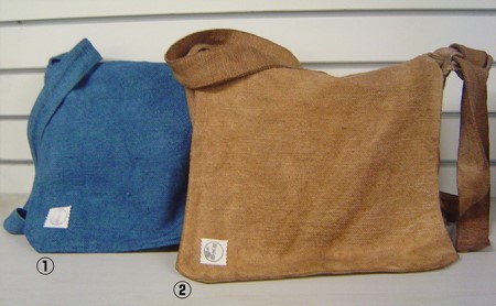 遠州綿　ラメ糸入り頭陀袋（藍染め・柿渋染め）　 ファッション カバン バッグ  藍染め