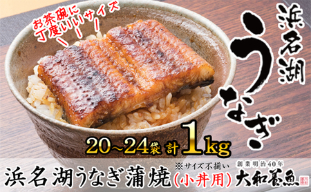 浜名湖うなぎ蒲焼（小丼用）計1kg 【訳あり】サイズ不揃い20～24袋 加工品 養殖 老舗 手焼き 百貨店 ギフト カット 湯せん レンジ 美味しい 冷凍 食べきり 便利 簡単 調理 
