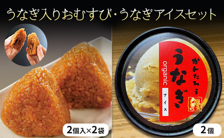 うなぎ入りおむすび・オーガニックうなぎアイス セット うなぎ 鰻 ウナギ アイス おむすび おにぎり おやつ デザート スイーツ 冷凍 国産鰻 浜松市 静岡県