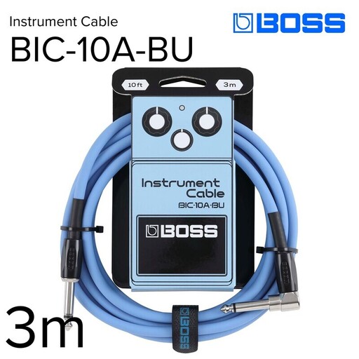 【BOSS】ギター、ベース用ケーブル/3m/L型-ストレート型/ブルー/BIC-10A-BU 【配送不可:離島】ギター ベース ケーブル しなやか 耐久性 静岡 浜松市