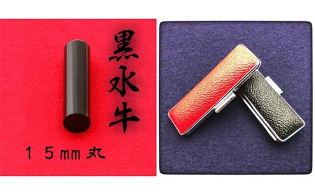 黒水牛15mm（7書体）牛革ケース（赤） 民芸品 工芸品  こいんたい