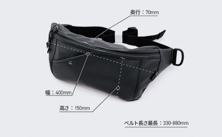 ボディーバッグ -Luna- エシカルレザー 撥水素材 止水ファスナー 汚れが付きにくい お手入れ簡単 アウトドア 疲れにくい メンズ 男性 カバン  ブラック