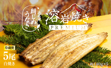 【浜名湖産】朝じめ うなぎ 溶岩焼き 白焼き 5尾（約140g×5尾） 土用の丑の日 丑の日 熟練 職人 国産 天然溶岩 手焼き 鰻専門店 焼きたて 美味しい 冷蔵便 極上 ふわとろ 食感 