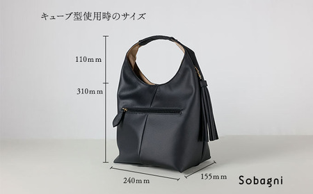 エシカルレザーSobagni ワンハンドル 2WAY バッグ ファッション 小物 カバン 上質 トートバッグ シンプル スタイリッシュ ポケット付き 汚れに強い お手入れ簡単  ダークローズ