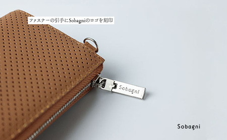 エシカルレザーSobagni コンパクト ウォレット ファッション小物 ミニサイズ 財布 カードポケット 小銭 広めのマチ 水や汚れに強い 傷に強い 高耐久 ブラウン