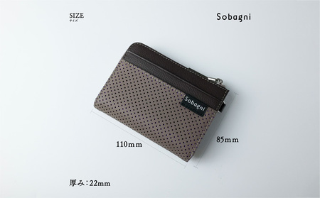 エシカルレザーSobagni コンパクト ウォレット ファッション小物 ミニサイズ 財布 カードポケット 小銭 広めのマチ 水や汚れに強い 傷に強い 高耐久 ブラウン