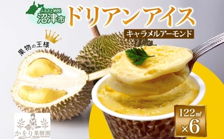 ドリアン ココナッツ キャラメルアーモンド アイスクリーム 122ml 6個 濃厚 ココナッツミルク スイーツ お菓子 ソフトクリーム おやつ デザート ご当地アイスセット 詰め合わせ お取り寄せ ギフト お返し 送料無料 かをり果樹園 静岡県 沼津市